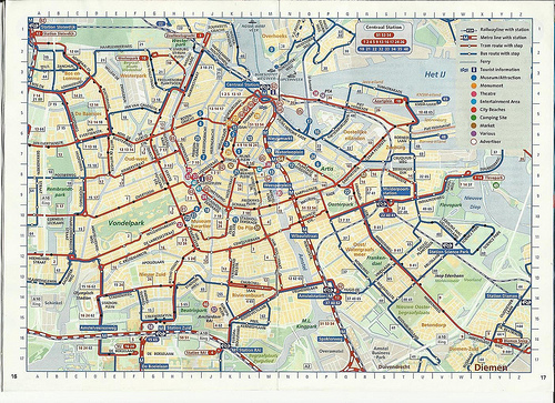 La rete dei mezzi pubblici di Amsterdam